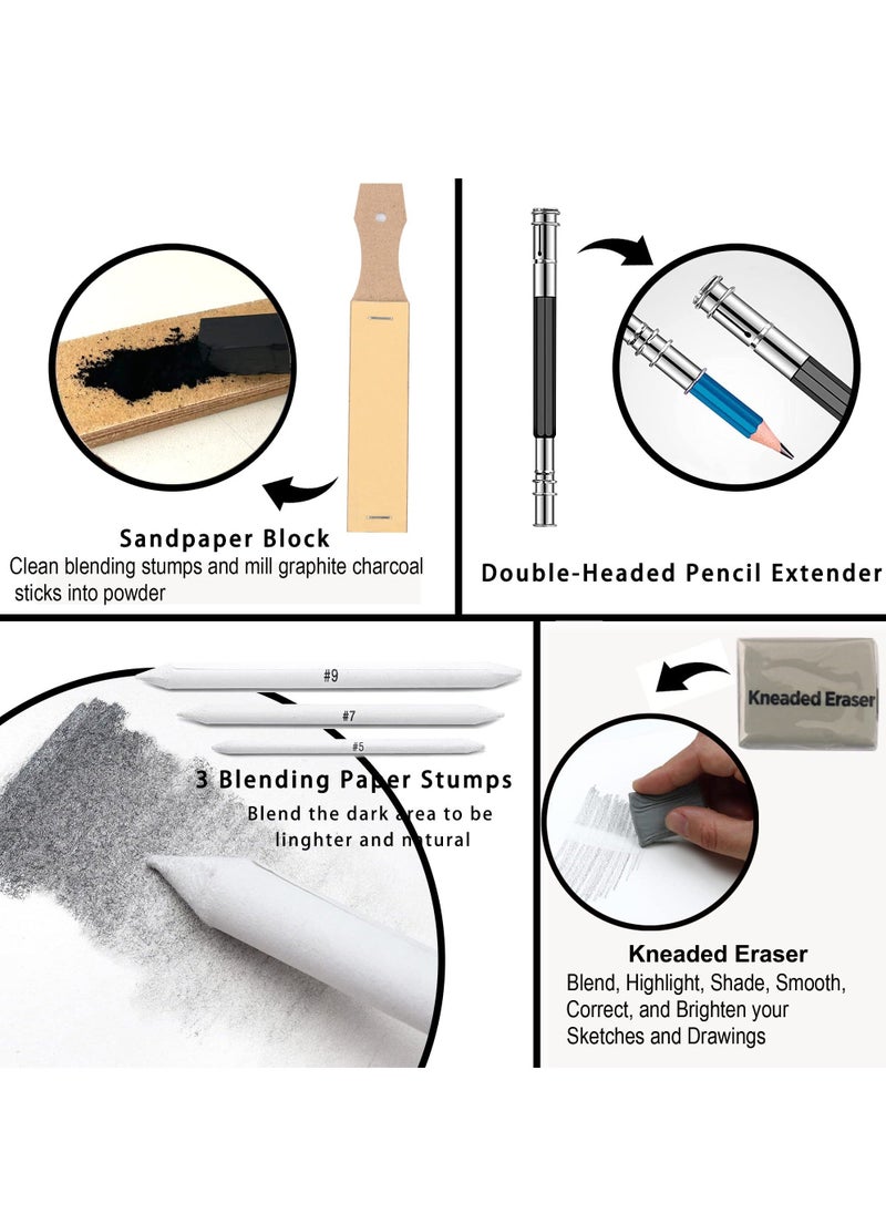 Y&D Sketching Pencil Set, Professional Drawing Kit Art Supplies With Accessories, Sets For Adults, Artists, Kids and Beginners  - Image 3