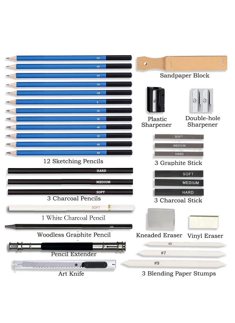 Y&D Sketching Pencil Set, Professional Drawing Kit Art Supplies With Accessories, Sets For Adults, Artists, Kids and Beginners  - Image 2