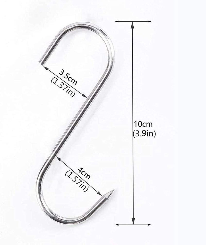 Artoys خطاطيف اللحم ARTOYS 4'' 4mm، خطاف جزار من الفولاذ المقاوم للصدأ SUS304 (10 عبوة)، خطاف لحم للمدخن، التجفيف، الذبح، التدخين، الشواء، الشواء، اللحم المجفف. - Image 2