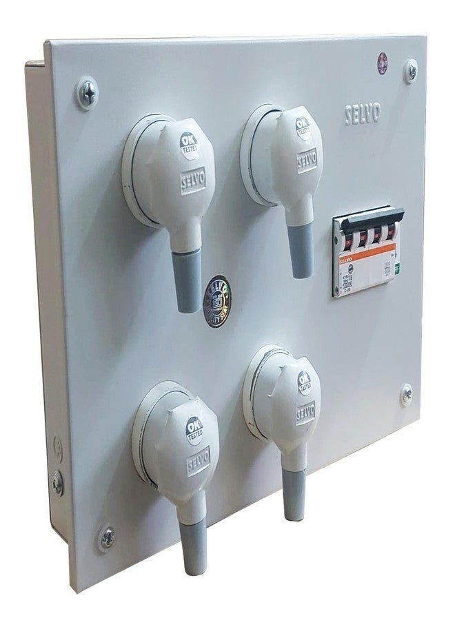 SELVO 20A 4 WAY (TPN) METAL CLAD PLUG & SOCKET DISTRIBUTION BOARD (Fitted with 20A single pole MCB's) - Image 1
