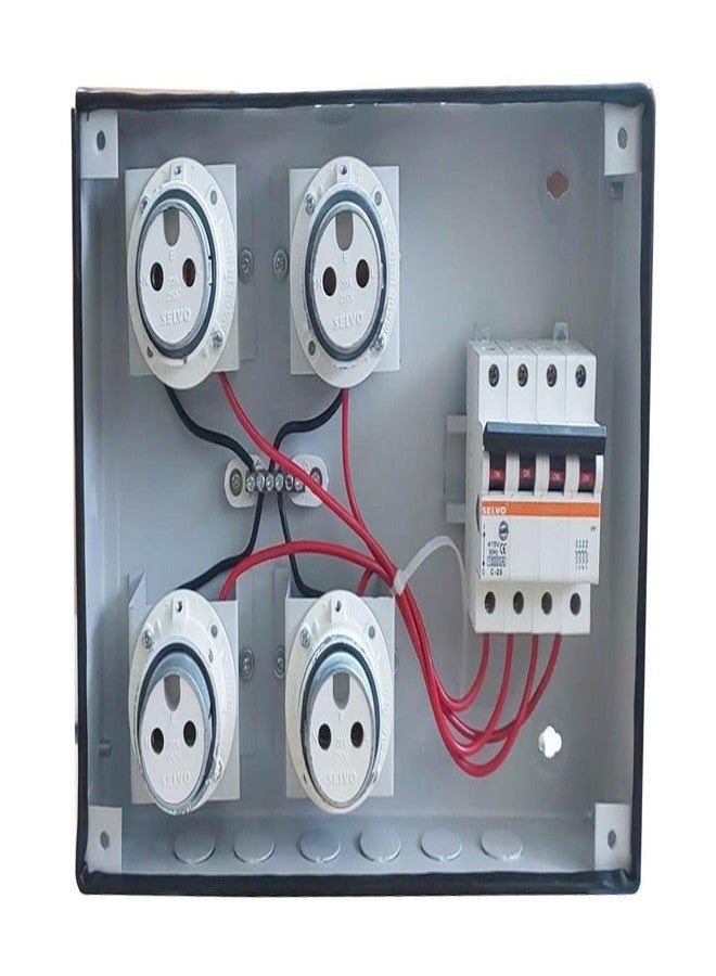 SELVO 20A 4 WAY (TPN) METAL CLAD PLUG & SOCKET DISTRIBUTION BOARD (Fitted with 20A single pole MCB's) - Image 5