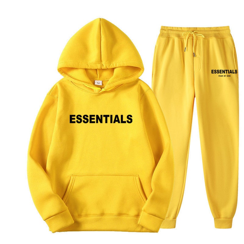 Men's Fleece-Lined Hooded Tracksuit Set Long Sleeve Casual Winter Sweatsuit