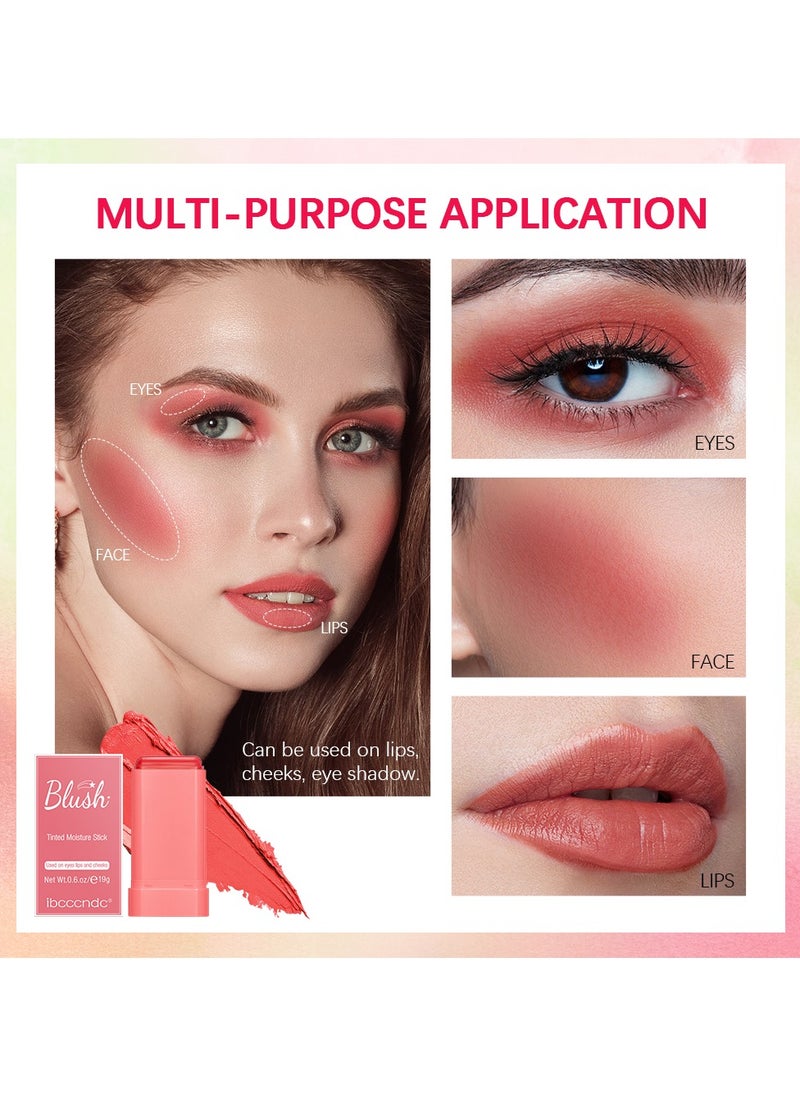 ibcccndc Cream blush, blush for cheeks eyes and lips, natural blush, waterproof and sweat-proof, tinted solid stick, long-lasting nude makeup multi-purpose color stick cream blush#3 coral orange  - Image 2