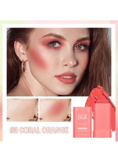 ibcccndc Cream blush, blush for cheeks eyes and lips, natural blush, waterproof and sweat-proof, tinted solid stick, long-lasting nude makeup multi-purpose color stick cream blush#3 coral orange  - Image 5
