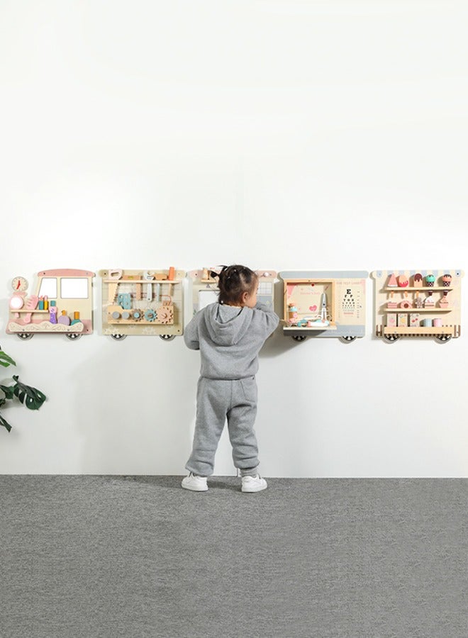 JSAITOYS Wooden Train Sensory Activity Wall Panel Kids Montessori Busy Board Early Learning Educational Toys for Kids Toddlers - Image 1