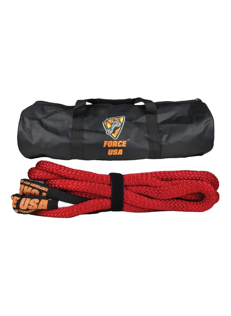 FORCE USA حزام سحب كينتيك 6م 8.2 طن - حبل استرداد ثقيل لتحمل السيارات، SUV، ATV، و4WD - حزام استرداد نايلون قوي مع حلقات معززة لسحب سلس على الطرق الوعرة - Image 1
