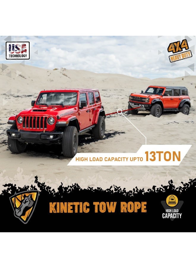 FORCE USA حزام سحب كينتيك 6م 8.2 طن - حبل استرداد ثقيل لتحمل السيارات، SUV، ATV، و4WD - حزام استرداد نايلون قوي مع حلقات معززة لسحب سلس على الطرق الوعرة - Image 5