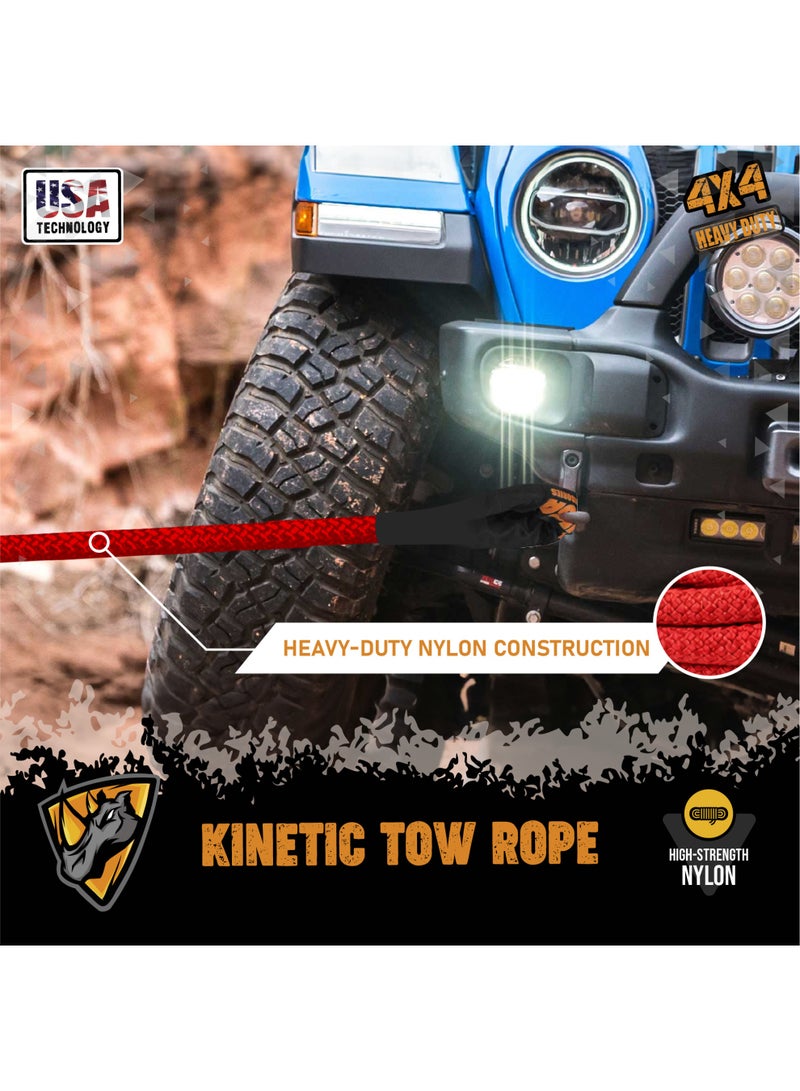 FORCE USA حزام سحب كينتيك 6م 8.2 طن - حبل استرداد ثقيل لتحمل السيارات، SUV، ATV، و4WD - حزام استرداد نايلون قوي مع حلقات معززة لسحب سلس على الطرق الوعرة - Image 3