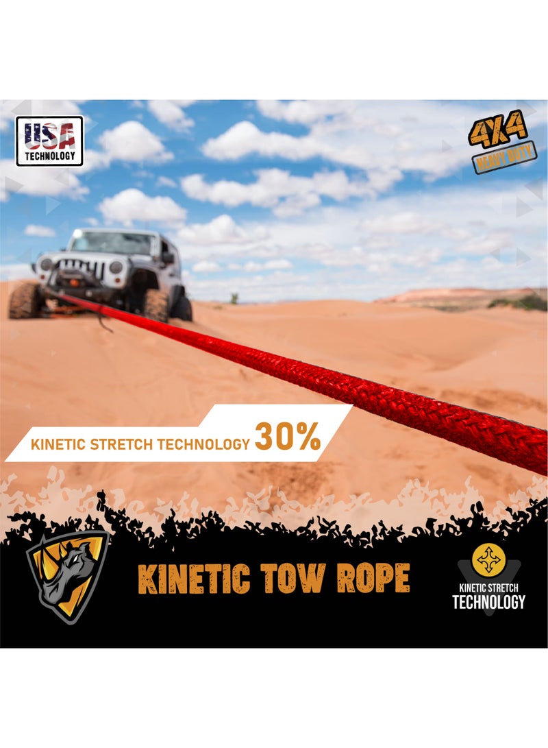 FORCE USA حزام سحب كينتيك 6م 8.2 طن - حبل استرداد ثقيل لتحمل السيارات، SUV، ATV، و4WD - حزام استرداد نايلون قوي مع حلقات معززة لسحب سلس على الطرق الوعرة - Image 4