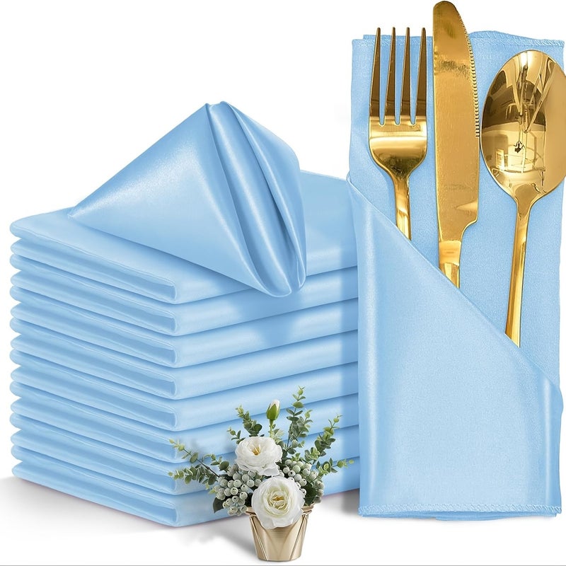 30x30cm Satin Linen Gauze Napkins Placemats Set of 12 for Dining Party Tableware Tangerine - Image 5