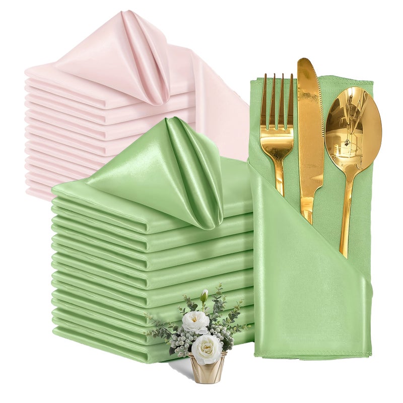 30x30cm Satin Linen Gauze Napkins Placemats Set of 12 for Dining Party Tableware Tangerine - Image 1
