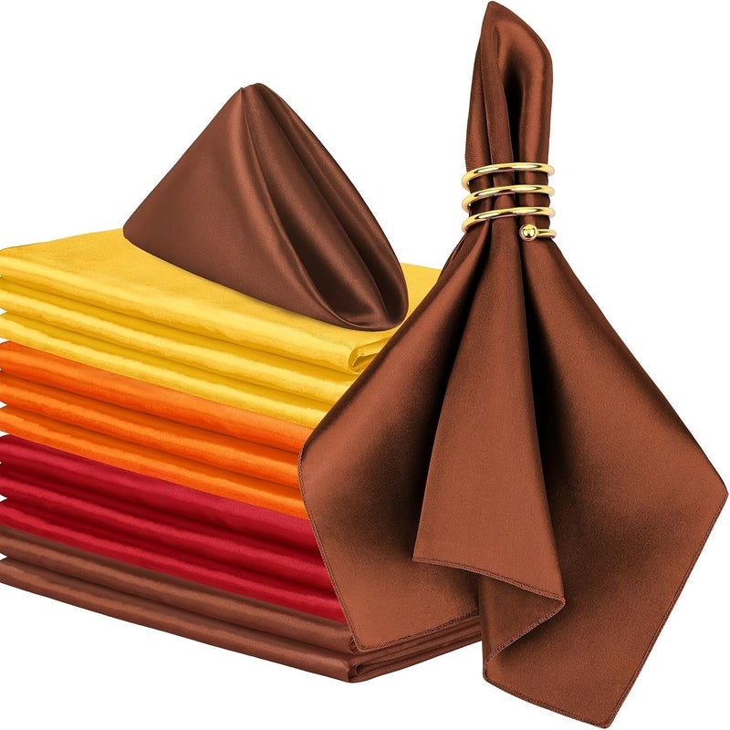30x30cm Satin Linen Gauze Napkins Placemats Set of 12 for Dining Party Tableware Tangerine - Image 4