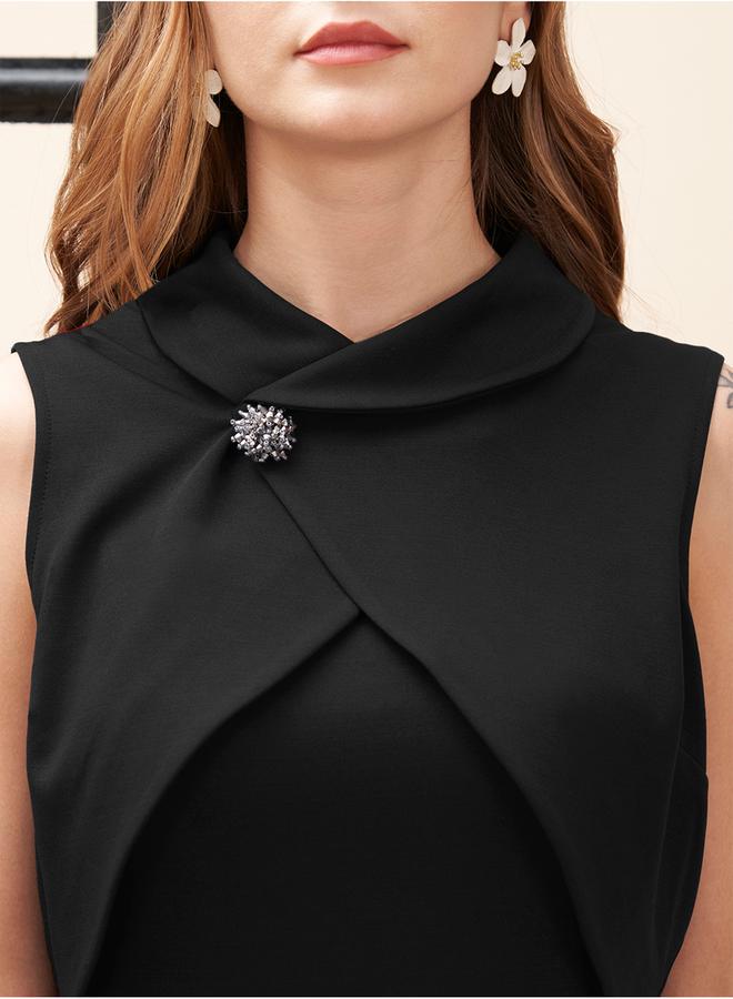 Mish Collared Overlap Detail Maxi Dress with Back Slit by Styli  - Image 2