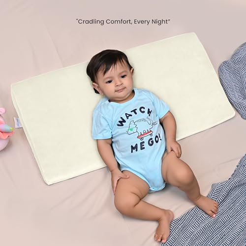 Cherilo Full Size Elevated Wedge Pillow for Baby Crib & Mattress, Helps to Elevate Baby for Acid Reflux, Colic, GERD, Heat Burn & Vomiting | 28" x 14" x 3" | - with Removable Velvet Cover - Cream - Image 2