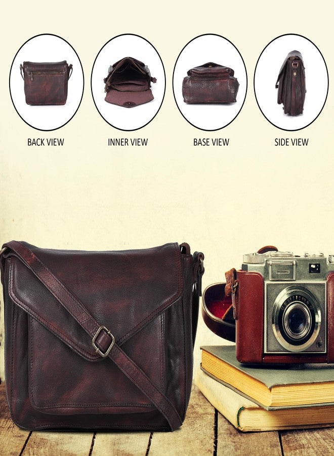 Ozora Genuine Leather Classic Flapover Crossbody Purse for Women Small Cute Tote/Bag, Bordeaux Wash, Medium - Image 5