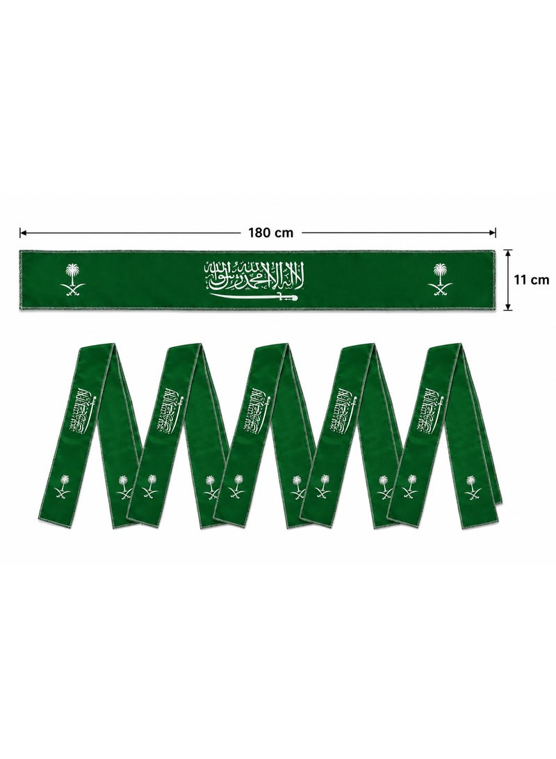 Saudi Arabia Celebration Scarf/Shawl – Pack of 5 | 180 × 11 cm | Saudi National Day Scarf - Image 4