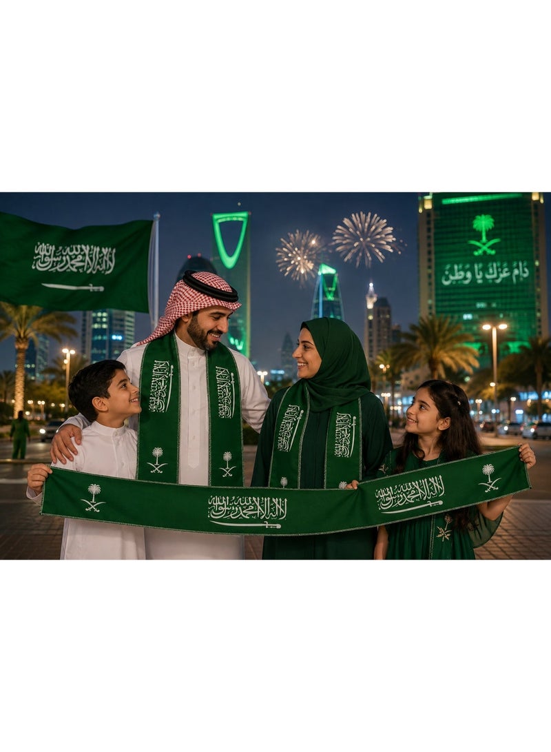 Saudi Arabia Celebration Scarf/Shawl – Pack of 5 | 180 × 11 cm | Saudi National Day Scarf - Image 3