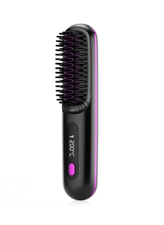 GUDOO Cordless Hair Straightener Brush Portable Mini Straightening Brush for Travel Negative Ion Hot Comb Hair Straightener for Women Lightweight to Carry Out USB Rechargeable Anti-Scald  - Image 1