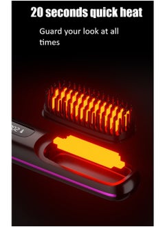 GUDOO Cordless Hair Straightener Brush Portable Mini Straightening Brush for Travel Negative Ion Hot Comb Hair Straightener for Women Lightweight to Carry Out USB Rechargeable Anti-Scald  - Image 3