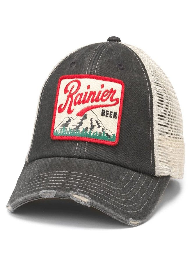 AMERICAN NEEDLE Rainier Beer Orville Adjustable Snapback Baseball Hat, Stone/Black (23001A-RAINIER-STBK)