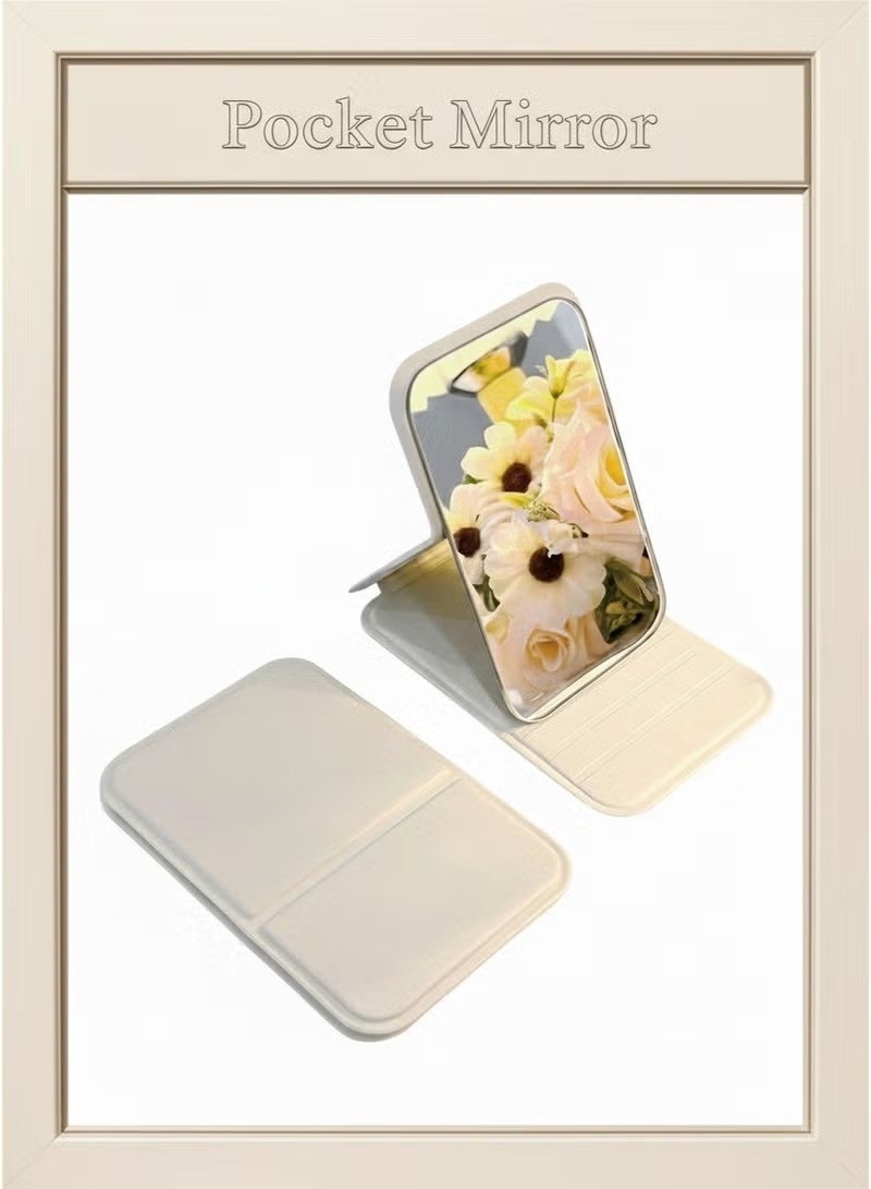 NAME Pocket Mirror, Portable Folding Compact Makeup Mirror for Quick Touch-ups on the Go (White) - Image 1