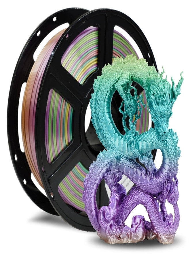 FLASHFORGE 3D Printer Filament 1.75mm, Silk PLA Rainbow 1kg (2.2lbs) Spool, Dimensional Accuracy +/- 0.02mm, 3D Printing Filament Easy to Use and Fits for Most FDM 3D Printers - Image 1