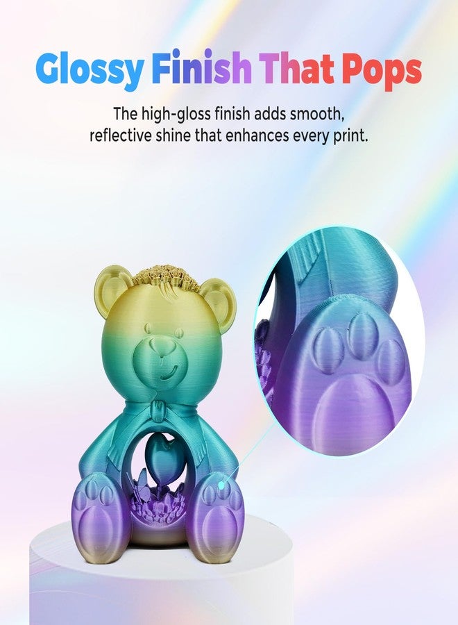 FLASHFORGE 3D Printer Filament 1.75mm, Silk PLA Rainbow 1kg (2.2lbs) Spool, Dimensional Accuracy +/- 0.02mm, 3D Printing Filament Easy to Use and Fits for Most FDM 3D Printers - Image 4