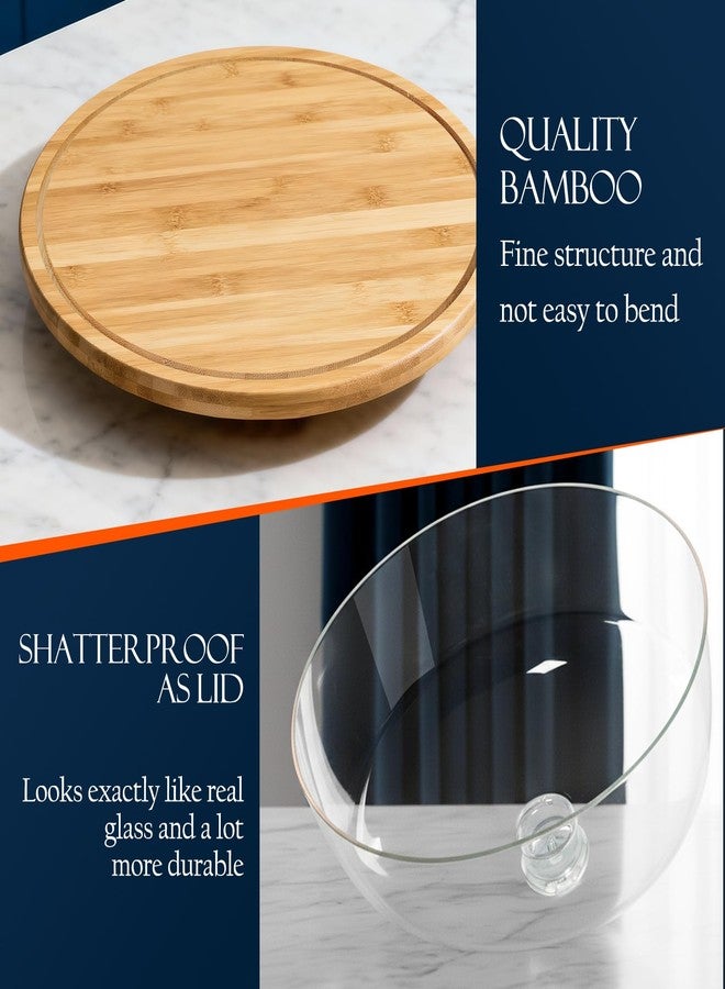 Masthome 11 IN Cake Stand with Lid, Bamboo Wood Rotating Cake Holder with Dome, BPA Free Cake Dish with Cover, Cake Plate with Cover for Birthday/Kitchen/Party/Weddings - Image 4