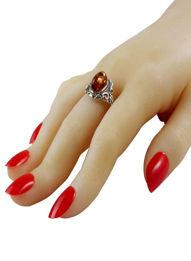HolidayGiftShops Sterling Silver and Baltic Honey Amber Ring Georgine - Image 2