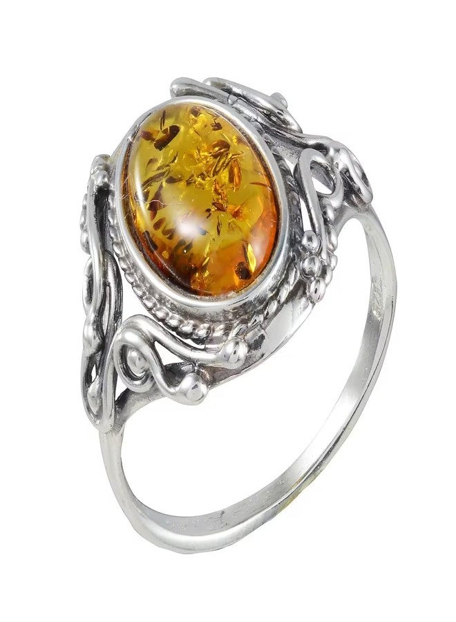 HolidayGiftShops Sterling Silver and Baltic Honey Amber Ring Georgine - Image 1