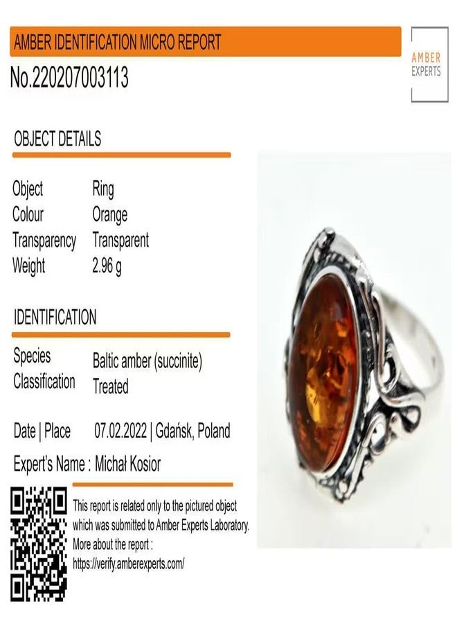 HolidayGiftShops Sterling Silver and Baltic Honey Amber Ring Georgine - Image 3