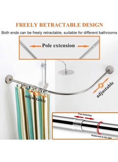 Curved Corner Shower Curtain Rod 304 Stainless,Shower Curtain Rail Pole L-Shaped Extensible Pole No Drilling,80—100cm(Silver) - pzsku/ZCEF2416E64497E18496EZ/45/_/1720505227/3e1d0691-af6e-4abb-9800-69ed6a754454