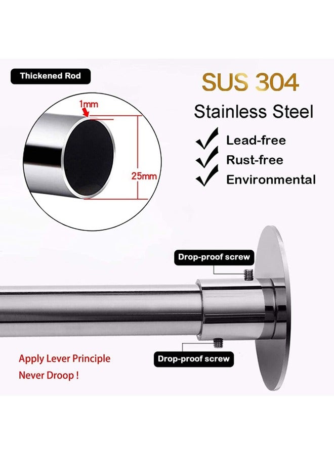 Hihonor Curved Corner Shower Curtain Rod 304 Stainless,Shower Curtain Rail Pole L-Shaped Extensible Pole No Drilling,80—100cm(Silver) - Image 3