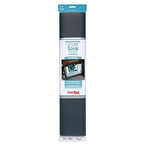 Con-Tact ConTact Brand Under Sink Mat Waterproof Mat for Under Kitchen Sink Bathroom and Laundry Room NonAdhesive and Durable Shelf Liner Easy to Clean 24 x 48 Graphite - Image 1