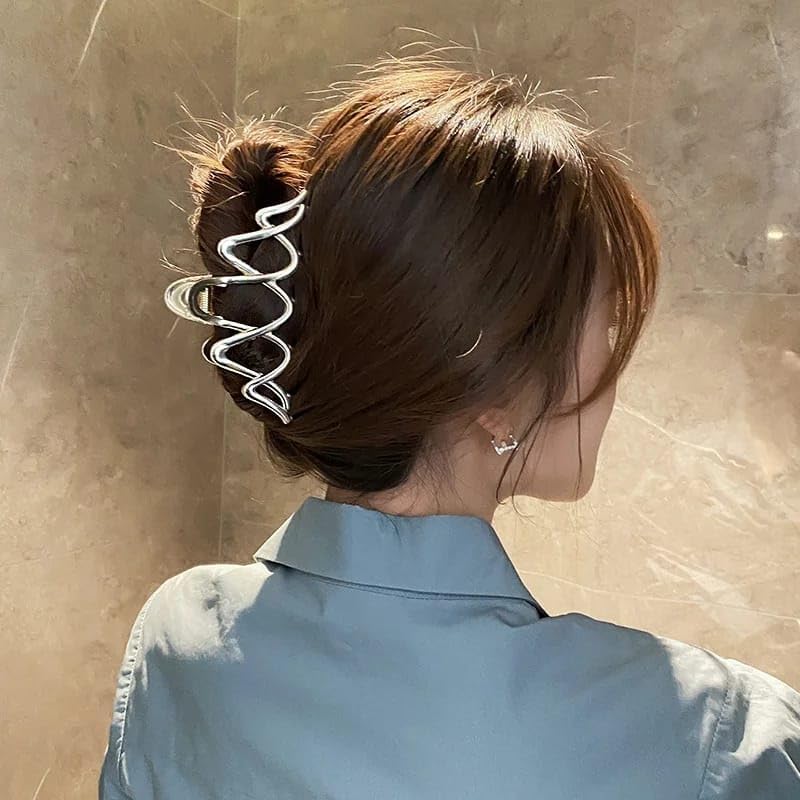 Dartler Spiral Silver Clutcher For Women | Stylish Hair Claws For Girls | Trendy Alloy Metal Clips | Premium & Fashionable Girls Hairs Clutch/Accessories | Suitable In Various Occasions | Pack Of 1 | - Image 1