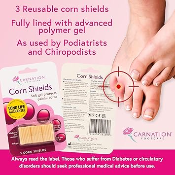 CARNATION FOOTCARE Corn Shields pack of 3 Slim design elasticated fabric outer stretches to fit all sizes With mineral oil to soften skin helps to prevent pressure - Image 3