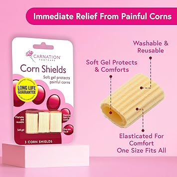 CARNATION FOOTCARE Corn Shields pack of 3 Slim design elasticated fabric outer stretches to fit all sizes With mineral oil to soften skin helps to prevent pressure - Image 2