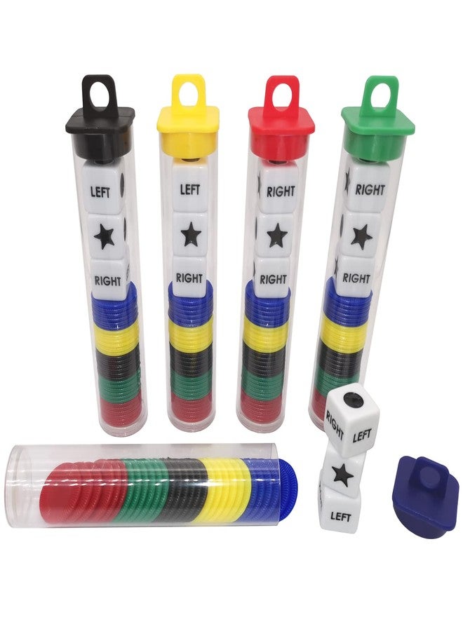 Ahoper Left Right Center Dice Game Prime Set Bundle with 3 Dices + 30 Chips - (5 Pack). Round Tube Storage is Very Convenient for Travel. Easy to Store, Carry Around. - Image 3