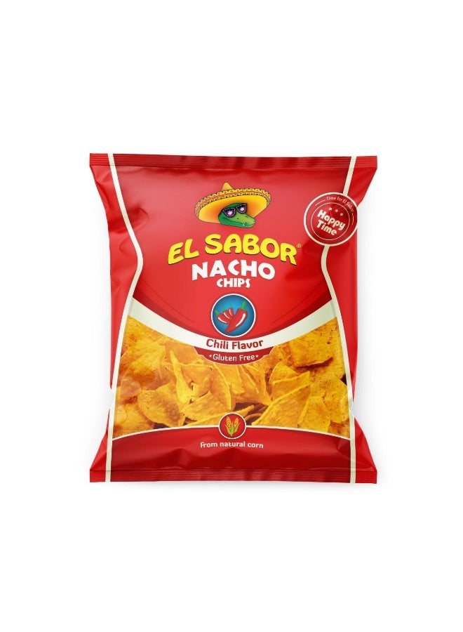 El Sabor Nacho Chips Chili 100G, Corn Tortilla Chips For Dips Parties And Snacking - Image 1