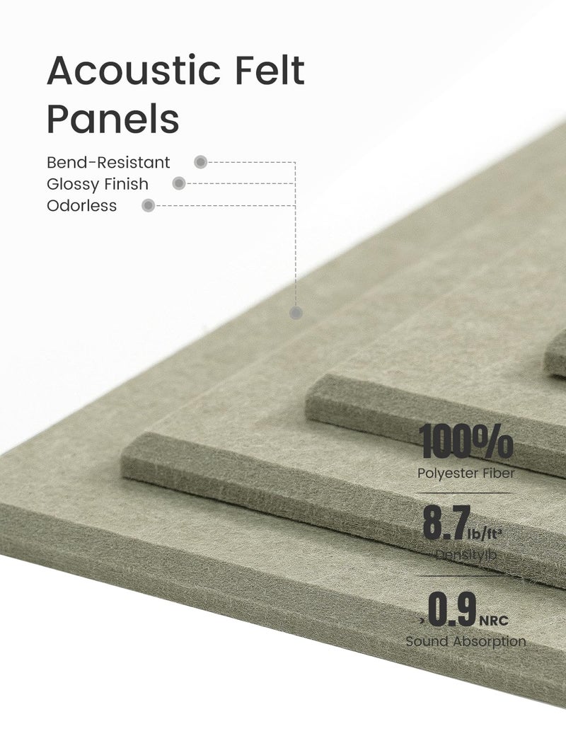 Fluxynara Felt Bulletin Board Tiles -28"x18" Cork Board Alternative for Office Decor, Push Pin Board Wall Organizer 6-Pack - Sage - Image 3