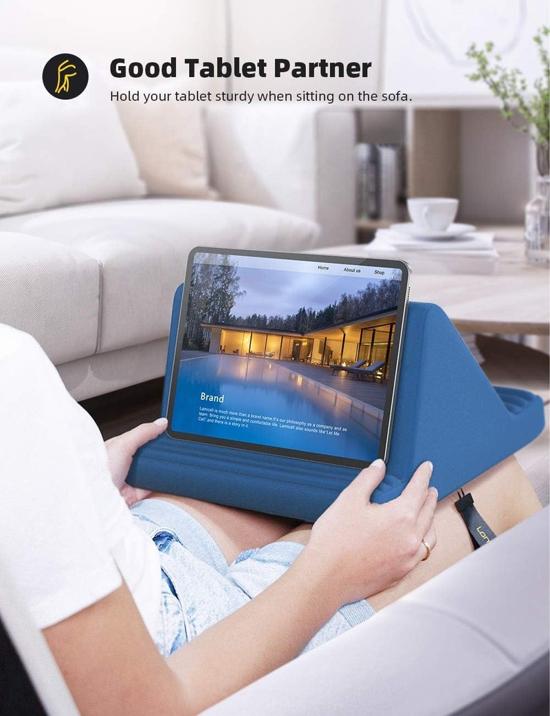Lamicall حامل وسادة التابلت، وسادة ناعمة للركبة - حامل تابلت للسرير مع 6 زوايا عرض، لجهاز iPad Pro 9.7، 10.5، 11، 12.9 Air Mini 4 3، كيندل، جالاكسي تاب، قارئ إلكتروني، أزرق ملكي - Image 3