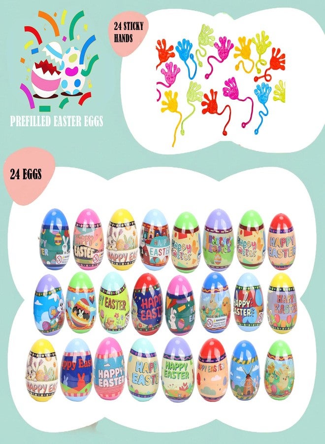 VOMAOK Easter Eggs Filled with Sticky Hands - 24 Pack Pre-Filled Easter Eggs for Kids, Easter Egg Hunt,Party Favors,Basket Stuffers, Easter Gifts - Image 3