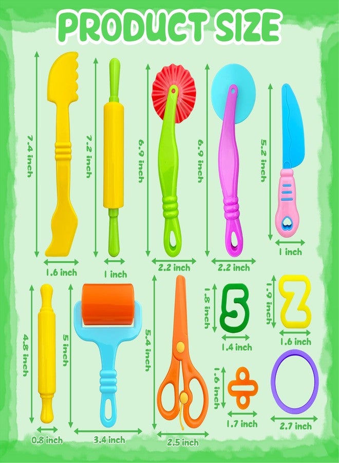 iShyan Dough Tools 55 PCS Dough Play Tools Set for Kids, Plastic Alphabet Numbers Shapes Cutters, Rollers, Scissors - Image 2