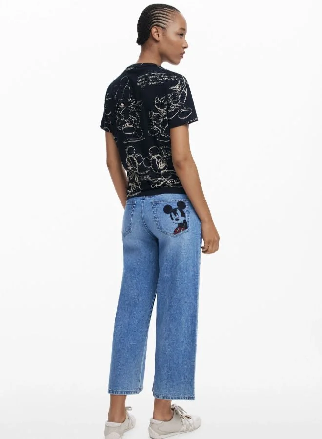 DESIGUAL Black Mickey™ Sketch T-Shirt for Women | Best Price UAE