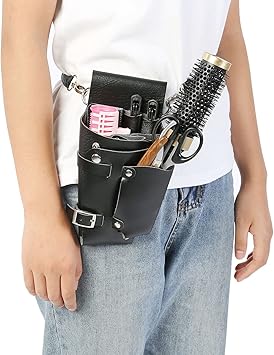TMISHION Hairdressing Tool Pouch Professional Portable Pu Leather Hairstyling Tool Pouch Bag Stylist Barber Salon Scissor Comb Holster Bag with Waist Belt Salon Hair Tools Bag for Hairdressers - Image 1