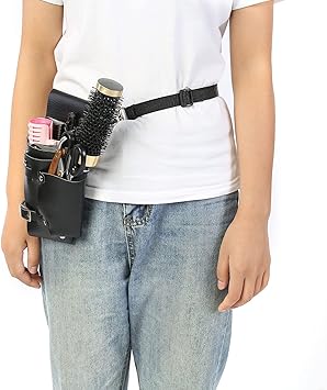 TMISHION Hairdressing Tool Pouch Professional Portable Pu Leather Hairstyling Tool Pouch Bag Stylist Barber Salon Scissor Comb Holster Bag with Waist Belt Salon Hair Tools Bag for Hairdressers - Image 3