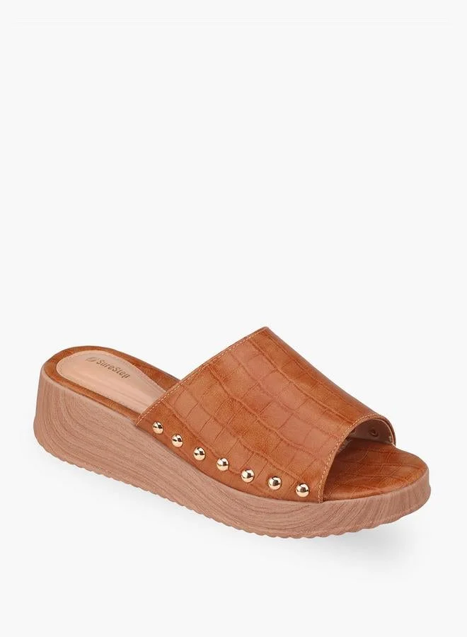 Surestep Women Textured Flatform Heel Sandals