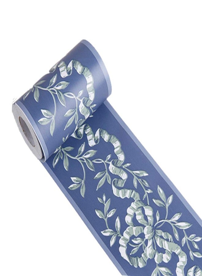 UPREDO Royal Blue Floral Wall Border Peel and Stick Ceiling Border Wallpaper Vinyl Waterproof Decoration Decal Sticker,4.2inch by 390inch - Image 1