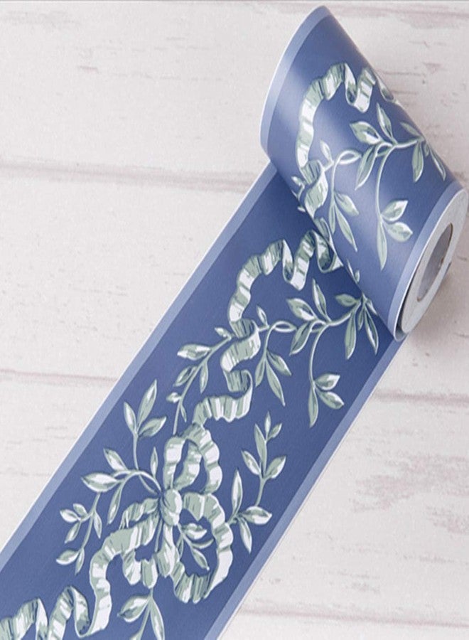 UPREDO Royal Blue Floral Wall Border Peel and Stick Ceiling Border Wallpaper Vinyl Waterproof Decoration Decal Sticker,4.2inch by 390inch - Image 2