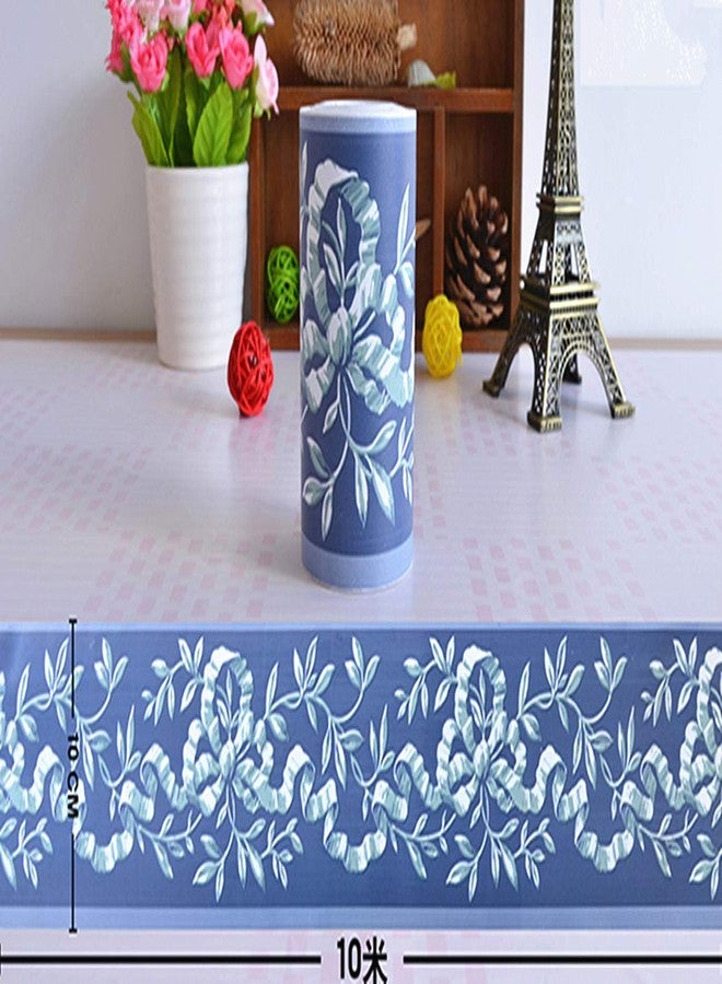 UPREDO Royal Blue Floral Wall Border Peel and Stick Ceiling Border Wallpaper Vinyl Waterproof Decoration Decal Sticker,4.2inch by 390inch - Image 3